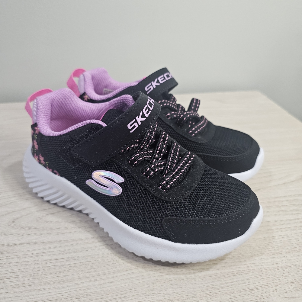 Skechers Bounder Kids'  Slip-On Black and Pink Sneakers Size 11C